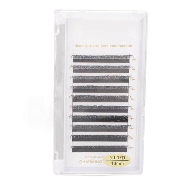 YY Lash Extensions D Curl 0,07 mm 13 mm D Curl Volume Soft Black 10 Rækker Fan Falske Øjenvipper til Begyndere