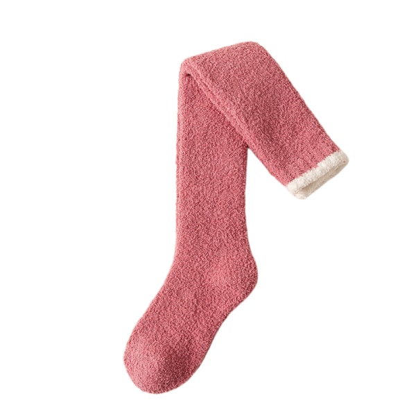 Stickade lårhöga strumpor för kvinnor över knä Benvärmare Virkade stövelstrumpor Rose Red