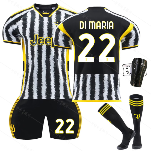 Juventus 23/24 Hemmafotbollströja Set med strumpor och skyddsutrustning 22 DIMARIA #26