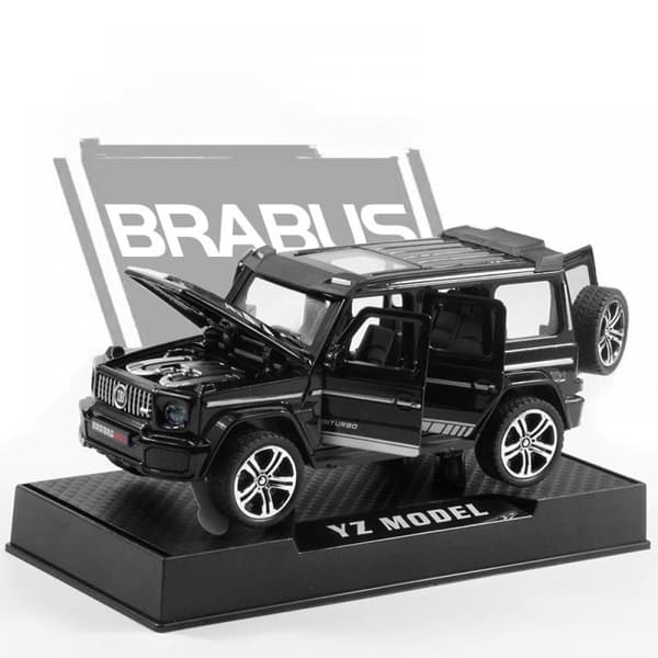 Lys Sort Brabus [Seks Døre + Lyd Og Lys + Displaybase] 1:32 Legering Bilmodel Simulering Lyd Og Lys Dør Off-Road Bil