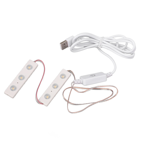 LED-sminke speil lys justerbar lysstyrke USB-plugg i DIY speil stripe lyspære 2 strenger (6 stk lysbrikker)
