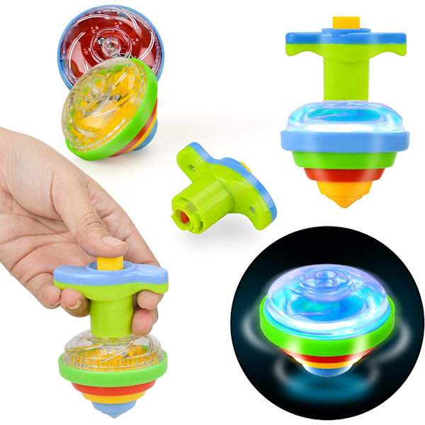 Lysende snurrebasser for barn, sett med 12, UFO-spinnerleker med blinkende LED-lys, morsomme bursdagsfestfavoritter, godteposefyllere for gutter og jenter