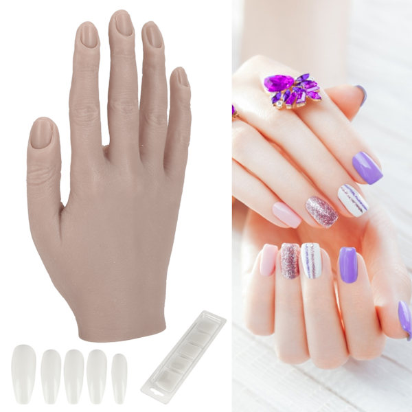 Silikon nagelträningshand flexibel led nagelkonstövningshand böjbar mannekänghänder#01