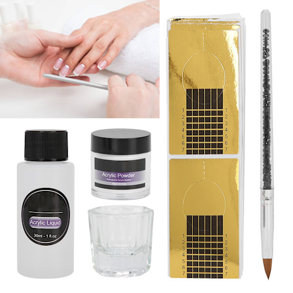 ROSALIND Kristallpulver Set Manikyr DIY Akryl Vätska Kopp Professionellt Nagelkonstverktyg Klar