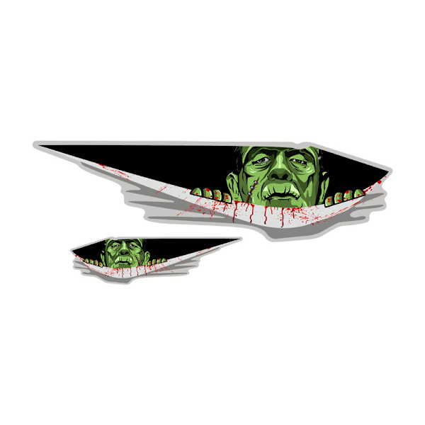 (2-pakkia) Halloween-varoitusteippejä kauhueläinten autotarrat heijastavat varoitusteipit (Frankenstein xmjc-402)