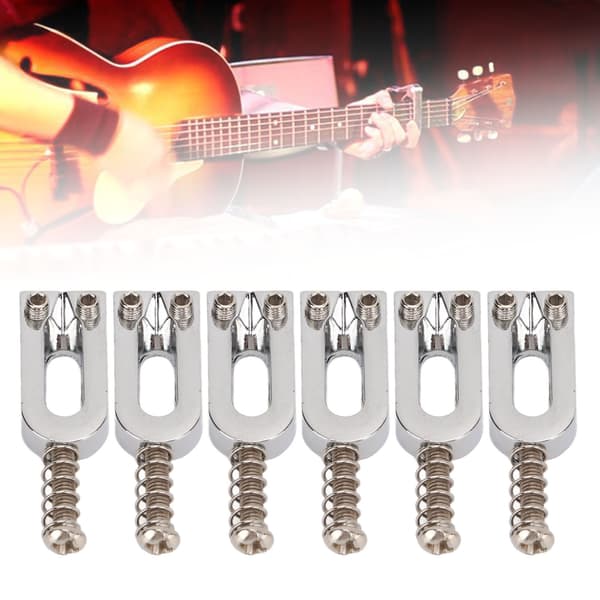 6 st U-formade elektriska gitarrstallsaadlar Tremolo metallrullskruv sadelbyte Silver