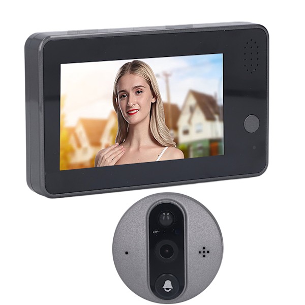 Videodörrklocka Multifunktion 4,3 tums LCD-skärm 3 miljoner HD Nattvision PIR Rörelsedetektering WiFi Videodörrklocka