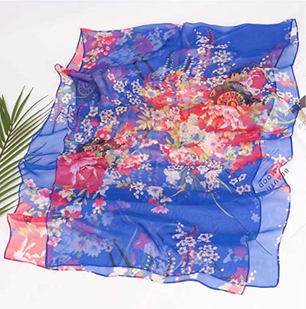 Lätta modehalsdukar för kvinnor, tryckta blommönster, sjal, wraps, A08