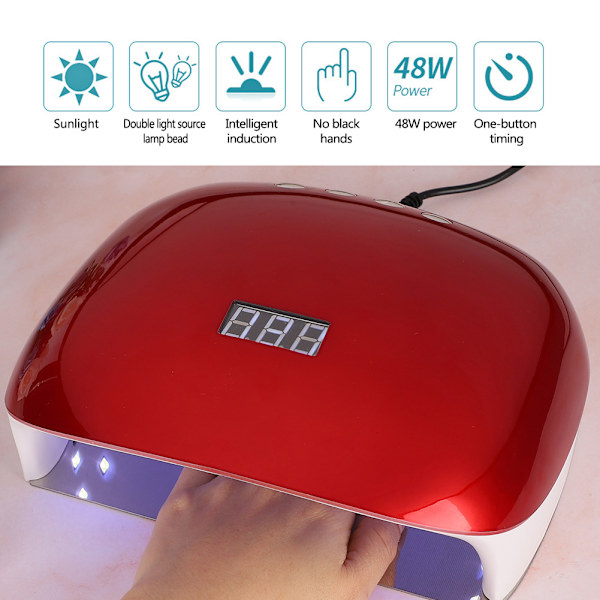 48W UV/LED Neglelampe Negle Gel Polish Tørrer Hurtigtørrende Neglekunst Maskinværktøj