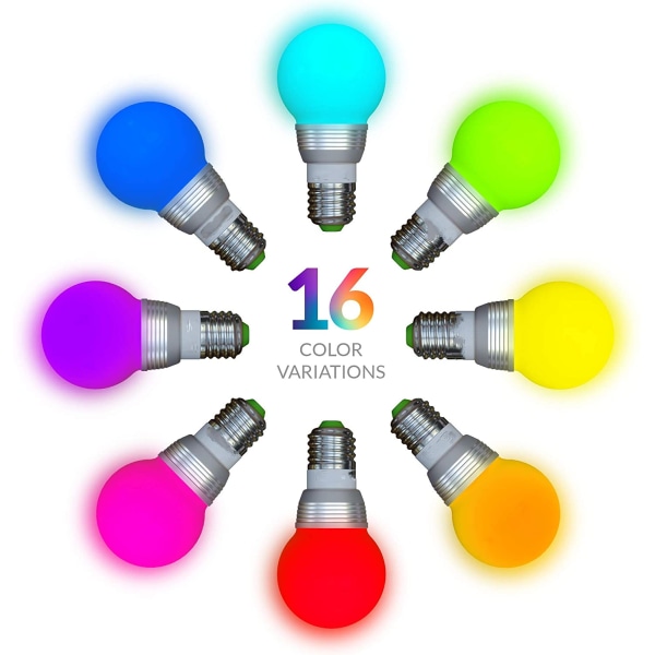 LED-lampa med färgskiftande glödlampa med fjärrkontroll (4-pack) 16 olika färgval Slät, blixt eller blixtläge - Premiumkvalitet och energi