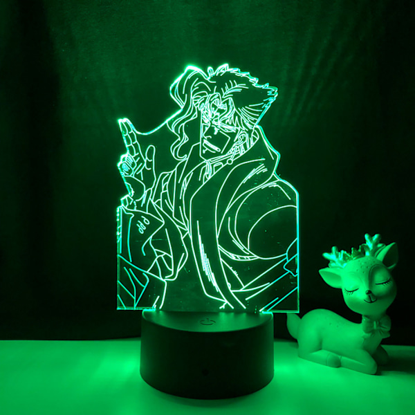 Qinwei 3D Illusion Lampe Anime JoJo's Bizarre Adventure  Nattlys med Fjernbetjening til Soveværelse Dekorativ Drenge Piger Fødselsdag Jul -- Patte