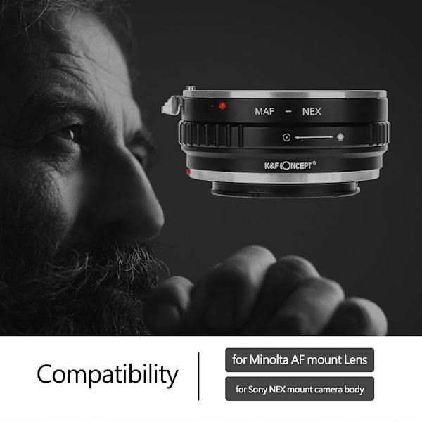 K&F CONCEPT Adapterring för Minolta AF-objektiv för Sony NEX DSLR-kamerahus