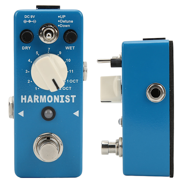 Digital Chip-effektpedal i metall, blå gitar, transponer-effektpedaler med LED-lys