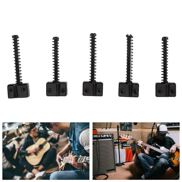 5 st bassträngsadlar för basgitarr, ersättningsdel med fjäderskruvar, svart