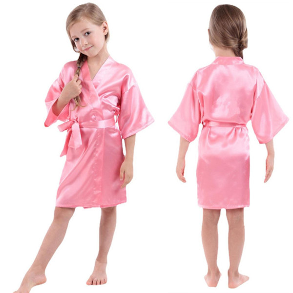 Barnens Silkefläck Ren Kimono Bröllopsklänning Kimono Robar Sovkläder ------ Vattenmelon (Storlek 12)