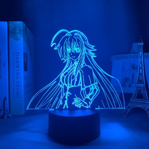 WJ Anime Illusjonslampe Anime Skole Rias Gremory for Soveromsdekorasjon Bursdagsgave Rom 3D Lampe Manga PXJD Devil's High School