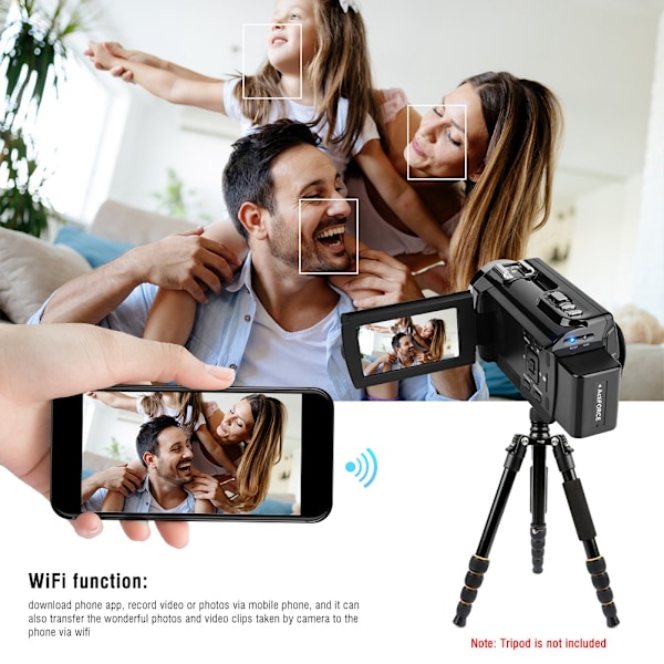 VBESTLIFE 4K Wifi Digitalkamera Nattvision Videokamera 16X Zoom 48MP 3\" med Batteri