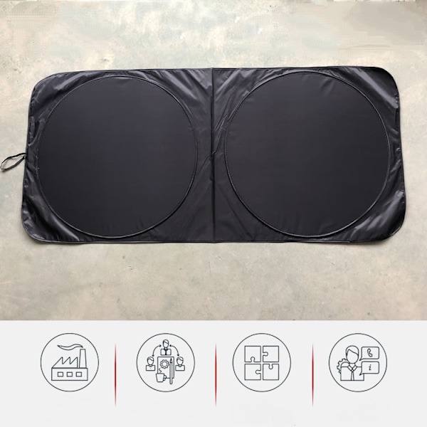 Bilskjerm solskjerm med oppbevaringspose | Holdbart l Bilinteriørtilbehør for solvarme | Klassisk (59 x 27,6 tommer)