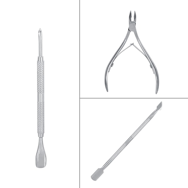 Nagel Rostfritt Stål Nagelbandssked Pusher Remover Nipper Clipper Cut Cutter Set