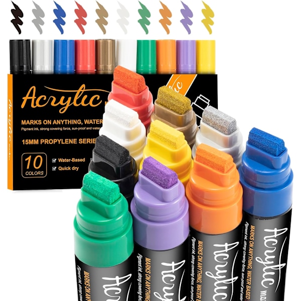 Graffitimerkit Maalitussit 15mm Jumbo Huopakärki 10 Kpl Värilliset Taggaustussit Graffititarvikkeet Akryylimaalitussit Kynät 10 pcs