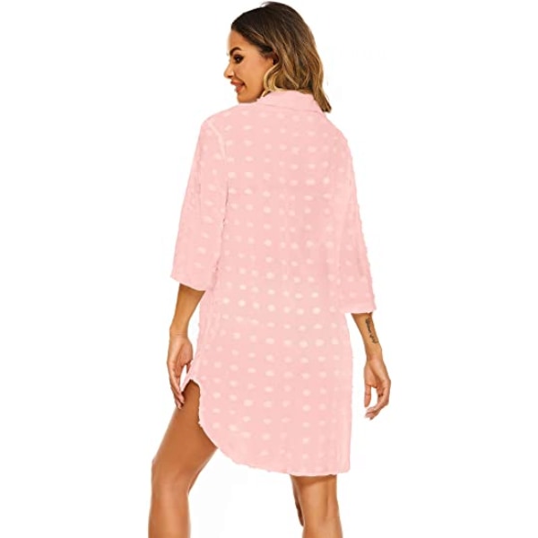 Kvinde badedragt strand cover ups skjorte bikini badetøj badetøj strand coverups kjole, B-pink, XL