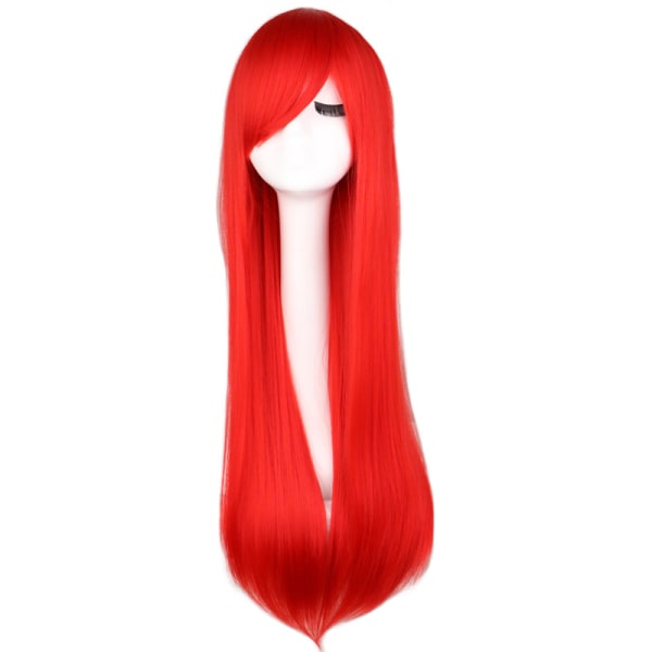Wekity 80cm Vacker charmig Cosplay Peruk med rakt hår, röd