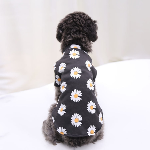 Hundtröja Blomma Sommar Cool strandskjorta Bekväm mode andas valp T-shirt bomullsväst Hund- och kattdjurskläder (Storlek XL)