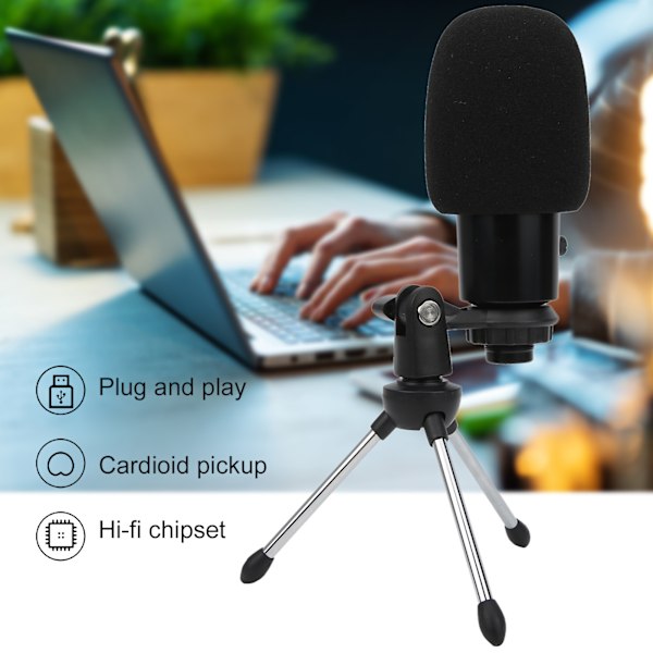 K5 Mikrofon Kondensator for Telefon Datamaskin PC Live K Sang Studio Opptak med USB Brakett