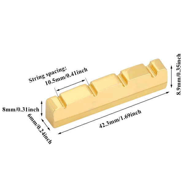 Brass Slotted Bridge Nut Gitarr Instrument Ersättning Delar för 4 Strängar Elektrisk Bas