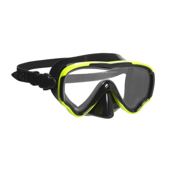 Vuxen snorkelmask dyk simglasögon med näsmask och cover snorkelmask helt torr (svart och gul) Ej anti-dimma