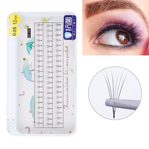 5 Kokoa Luonnollinen Pehmeä Sekoitettu Sininen Tekokarvat Ripset Pidennys Pitkä 0.05C Teko Ripset 12mm