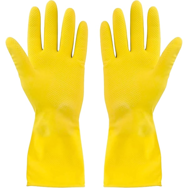 3-pack gula rengöringshandskar, professionella naturgummilatexhandskar