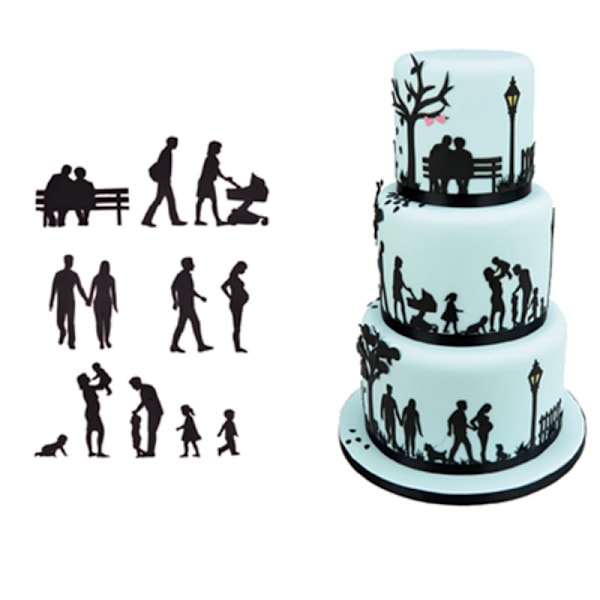 Familjefondantformar,  Bröllopskakformset för årsdag/bröllop/förlovning Tårtdekoration Sockerhantverk Skärverktyg