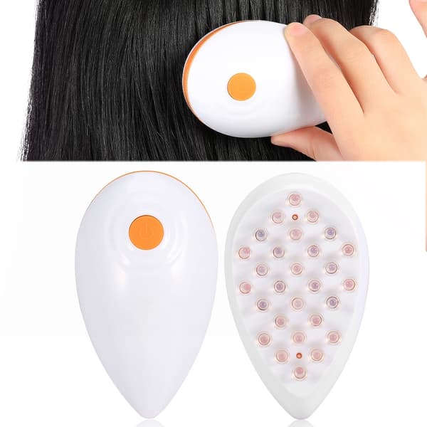 Mini Scalp Massaging Brush Anti-Static Circulation Promoting Electric Massage Comb (Orange)