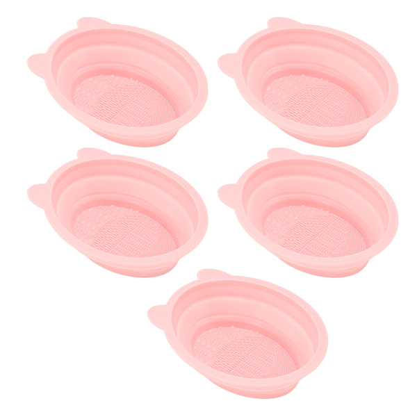 5 st Makeup Brush Cleaner Silikon Elastisk Borste Rengöring Scrubber Skål för Borstar Puder Puffar Svamp