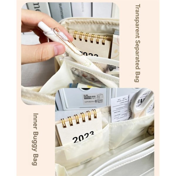 Pencil Pouch Multi-Layer Stor Kapacitet Capybara Print Særpræget Sjov Sød (Beige-2) A