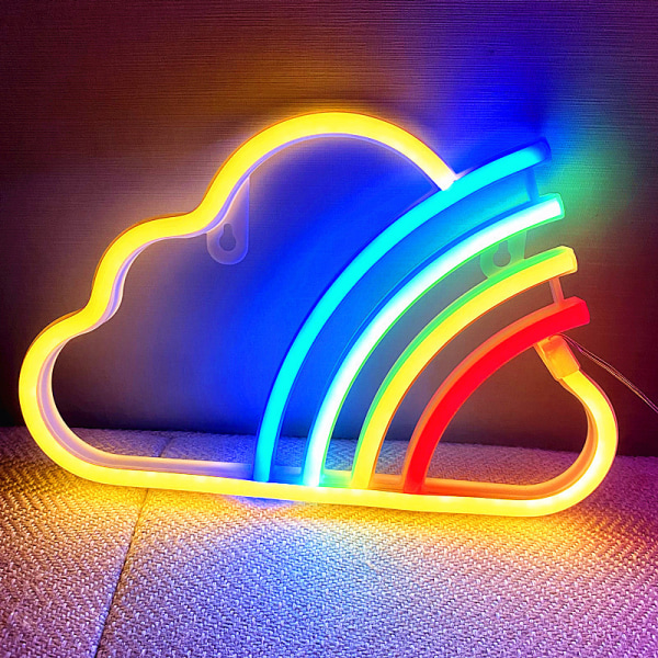 Neon skyltar för väggdekor, neonljusskyltar LED-skyltar för sovrumsvägg USB/batteridriven regnbågsmoln neon skyltar för sovrum