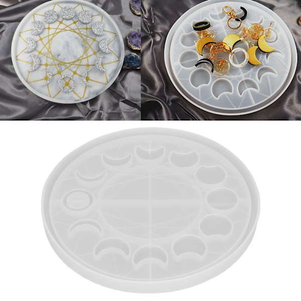 Månefasebrettform Lunar Eclipse Crescent Epoxy Resin Casting Molds for DIY Håndverk Smykkefremstilling Hjemmedekorasjon