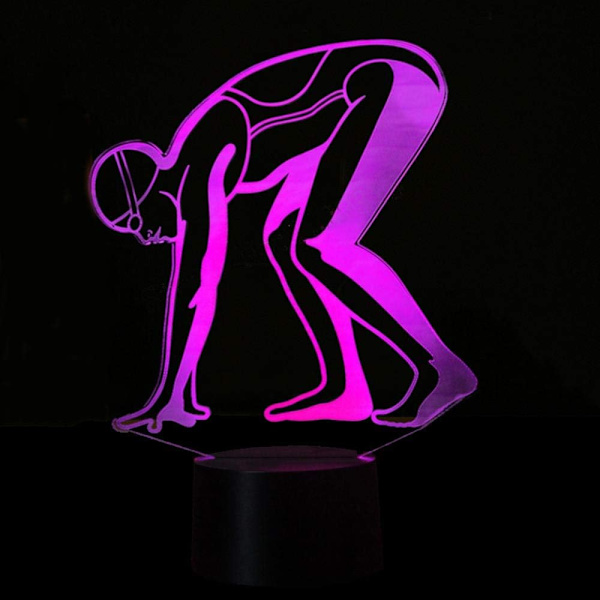 WJ 3D Svømning Natlys Lampe Illusion Led 7 Farve Skiftende Touch Switch Bord Dekoration Lamper Akryl Flad ABS Base USB Kabel Legetøj