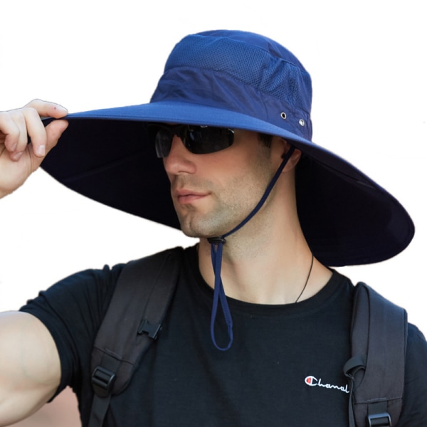 Extra bred brättad bucket-hatt Vattentät solhatt för fiske, vandring, camping