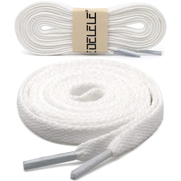 2 pairs of flat shoe laces, suitable for skateboard shoes and sports shoes,51.18"Inch（White）