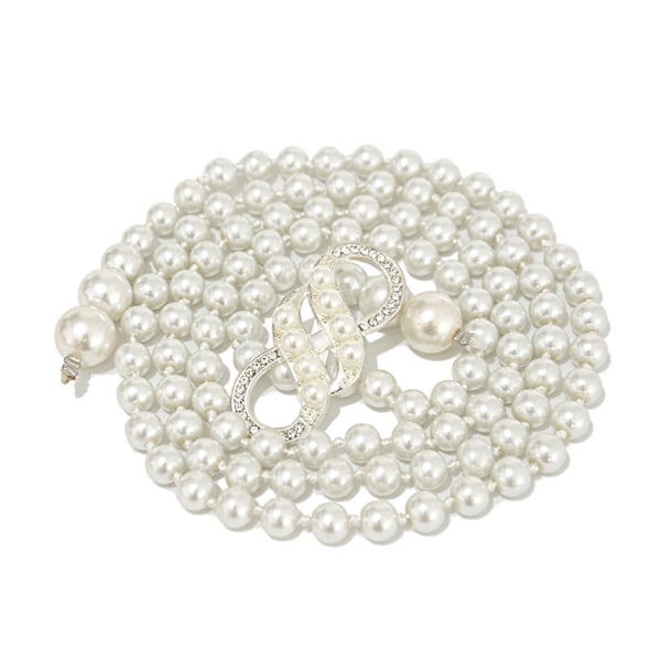 AVEKI Elegant imitation pärla dekorativ metall midjekedja midjebälte Bowknot Butterfly Pearl pärlbälte för klänning, F