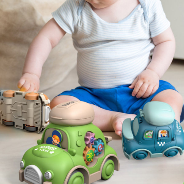 Inertia Gear Car Toy for Children - Flyttbart og avtakbart kjøretøy for gutter og jenter - Bærbart og enkelt å oppbevare (Blå)