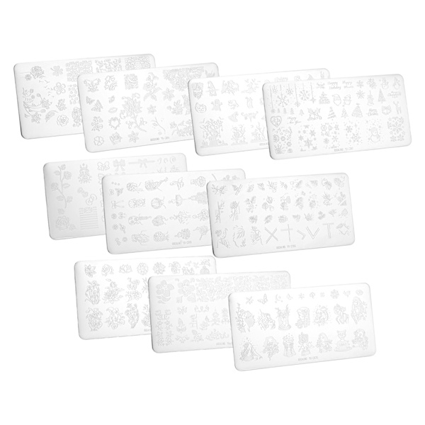 10 stk Negle Stempling Plater Salong DIY Rustfritt Stål Bærbar Neglekunst Bilde Stempling Mønstre Sett