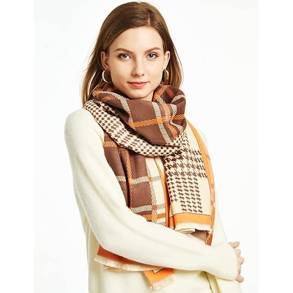 Sjal för Kvinnor Pashmina Sjal Wrap för Kvälls Klänning Vinter Tjock Varm Stickad Sjal Filt Öppen Fram Poncho Cape, Orange