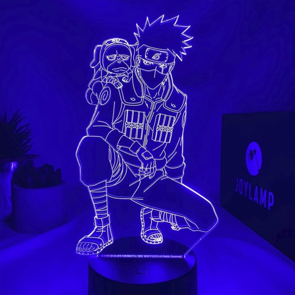 Japansk Anime Figur Itachi Uchiha Kakashi Jiraiya Lampor 3D Optisk Illusion Nattljuslampa Present för LED Jul Födelsedag SovrumsdekorGåvor Naruto går ner på knä