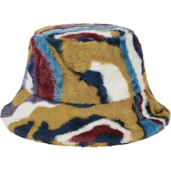 Fuzzy Bucket Hat för Kvinnor Fluffig Bucket Hat Varm Pälshatt för Kvinnor Vinterhattar för Kvinnor Färgglada