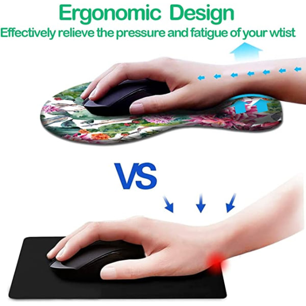 Ergonomisk musematte med håndleddsstøtte, søte musematter med sklisikker PU-base for hjemmekontor, studier, enkel skriving og smertelindring, kaktus