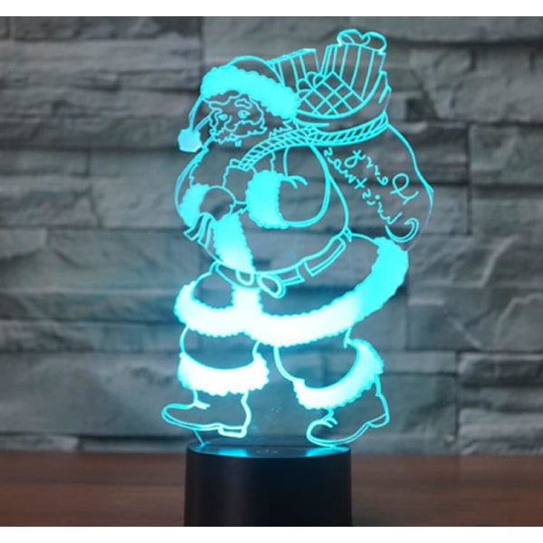 WJ 3D Jultomte Fjärrkontroll 16 Färg Nattljus Illusion Akryl LED Bordslampa Sänglampa Barn Sovrum Skrivbord Dekor Födelsedagspresenter Leksak för Barn