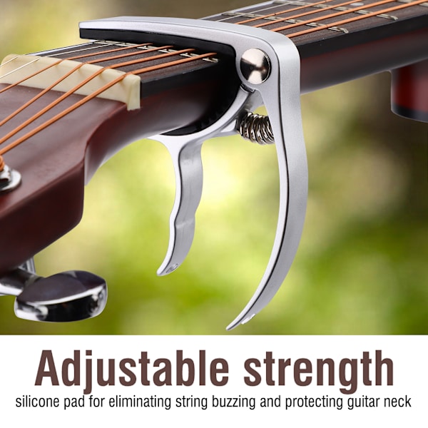 Enhands snabbväxlande metallklämma Capo Gear Pin Remover för akustisk folk gitarr (Sillver)